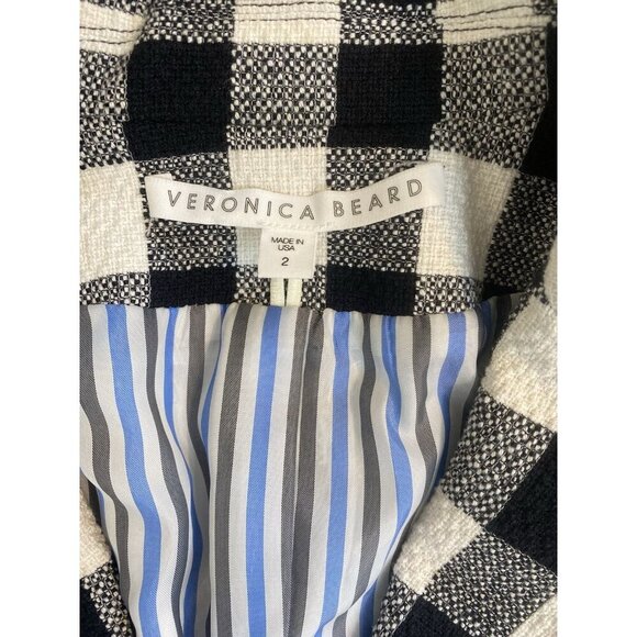 Veronica Beard Miller Black White Gingham Double Breasted Linen Tweed Dickey 2 - Picture 6 of 13